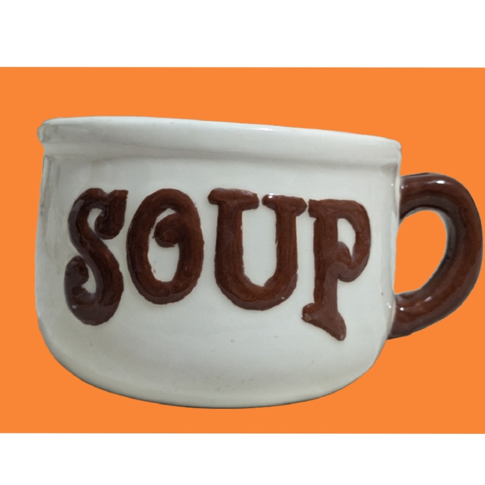 Vintage 80s Handmade soup Bowl Cottagecore